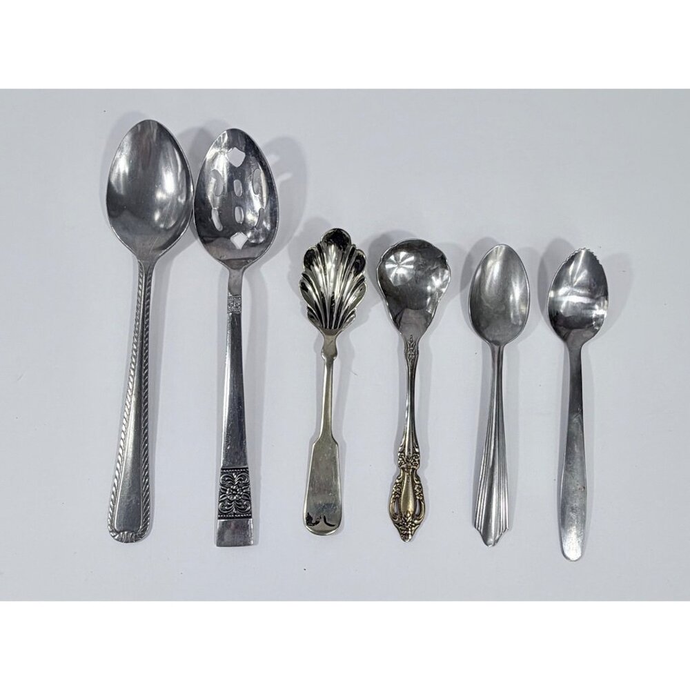 Vintage Mismatched Silverware Spoons Lot Of 6 - Stainless Steel & Silverplate De